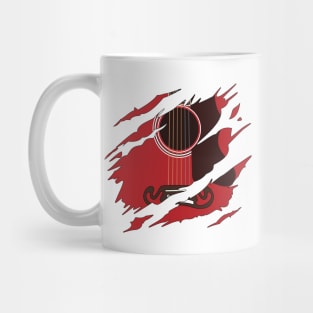 Ripped Acoustic Guitar Red Color Mug